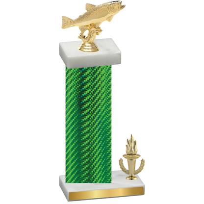 Accented Single Green Carbon Fiber Victory Fishing Trophy