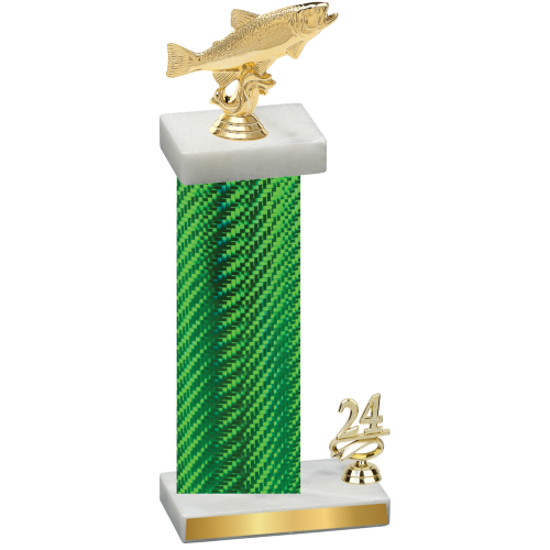 Accented Single Green Carbon Fiber Year Fishing Trophy