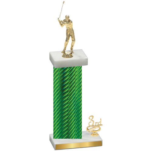 Accented Single Green Carbon Fiber Third Place Golf Trophy