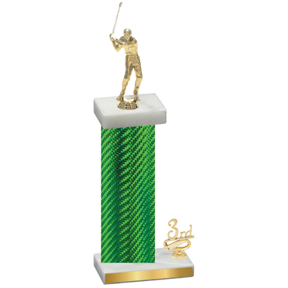 Accented Single Green Carbon Fiber Third Place Golf Trophy