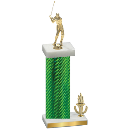 Accented Single Green Carbon Fiber Victory Golf Trophy