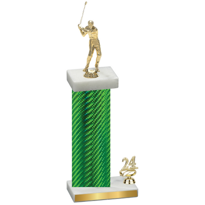 Accented Single Green Carbon Fiber Year Golf Trophy