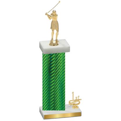 Accented Single Green Carbon Fiber First Place Golf Trophy