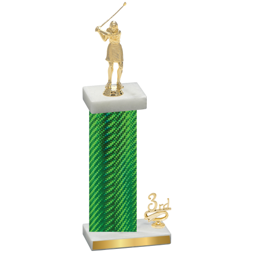 Accented Single Green Carbon Fiber Third Place Golf Trophy