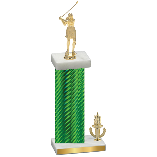 Accented Single Green Carbon Fiber Victory Golf Trophy