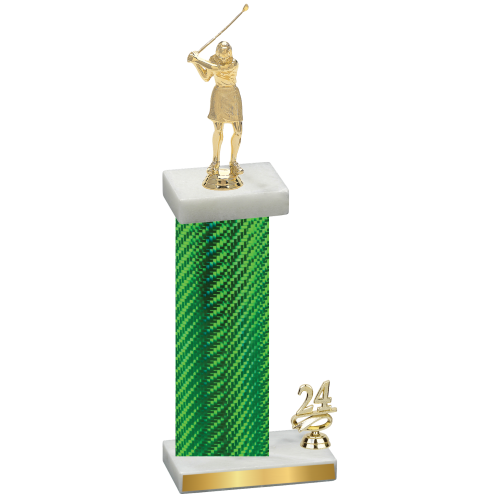 Accented Single Green Carbon Fiber Year Golf Trophy