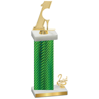 Accented Single Green Carbon Fiber Second Place Golf Trophy