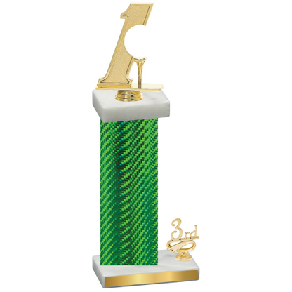 Accented Single Green Carbon Fiber Third Place Golf Trophy