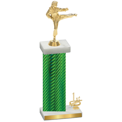 Accented Single Green Carbon Fiber First Place Karate Trophy
