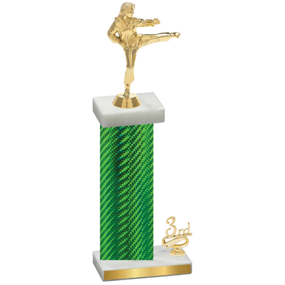 Accented Single Green Carbon Fiber Third Place Karate Trophy