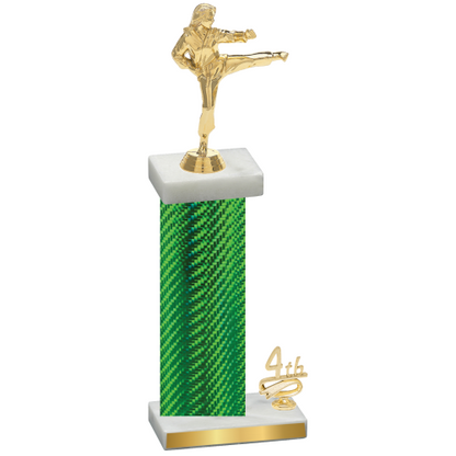 Accented Single Green Carbon Fiber Fourth Place Karate Trophy