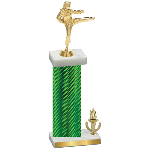 Accented Single Green Carbon Fiber Victory Karate Trophy