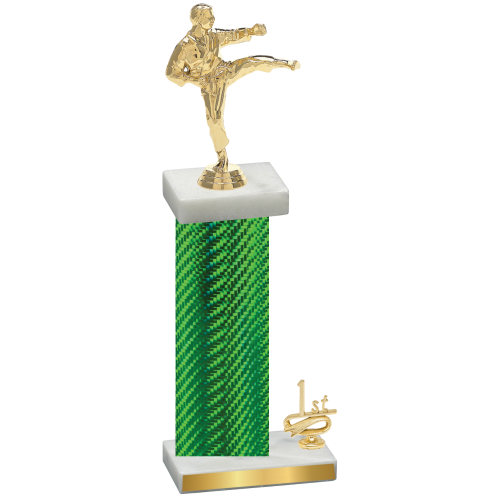 Accented Single Green Carbon Fiber First Place Karate Trophy