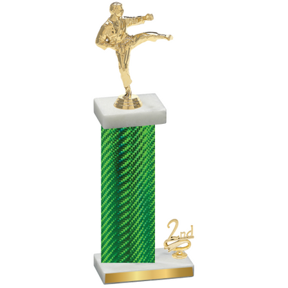 Accented Single Green Carbon Fiber Second Place Karate Trophy