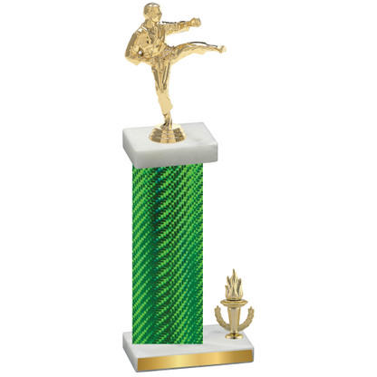 Accented Single Green Carbon Fiber Victory Karate Trophy