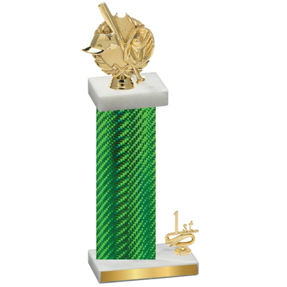 Accented Single Green Carbon Fiber First Place Baseball Trophy