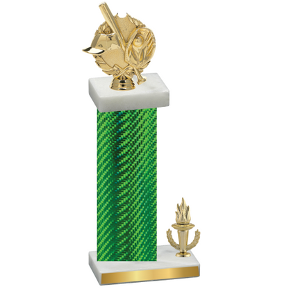 Accented Single Green Carbon Fiber Victory Baseball Trophy