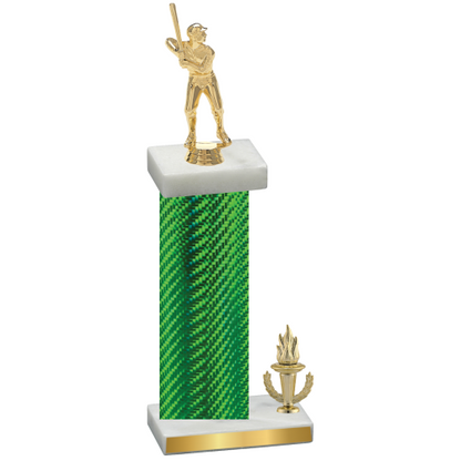 Accented Single Green Carbon Fiber Victory Baseball Trophy