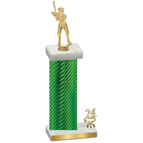 Accented Single Green Carbon Fiber Year Baseball Trophy