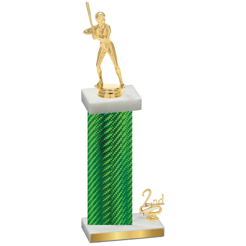 Accented Single Green Carbon Fiber Second Place Softball Trophy