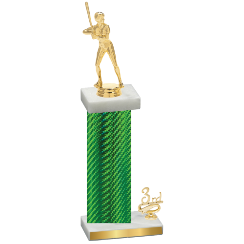 Accented Single Green Carbon Fiber Third Place Softball Trophy