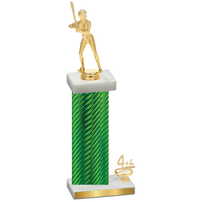 Accented Single Green Carbon Fiber Fourth Place Softball Trophy