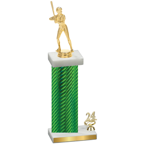 Accented Single Green Carbon Fiber Year Softball Trophy