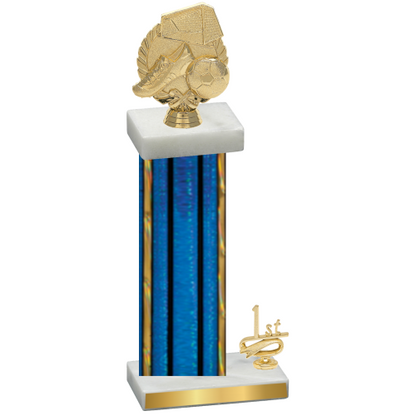 Accented Single Blue Glacier First Place Soccer Trophy