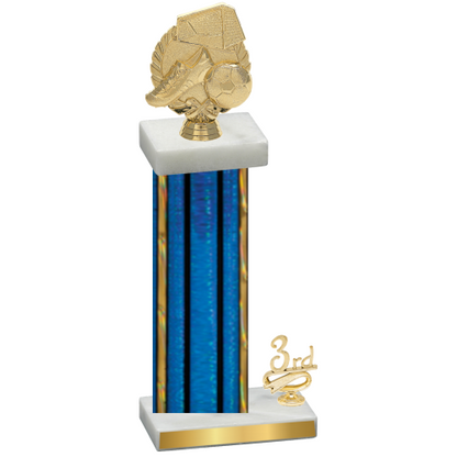 Accented Single Blue Glacier Third Place Soccer Trophy