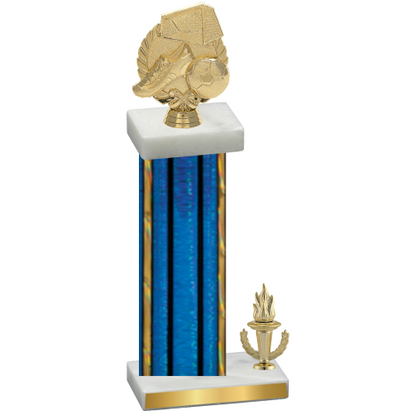 Accented Single Blue Glacier Victory Soccer Trophy