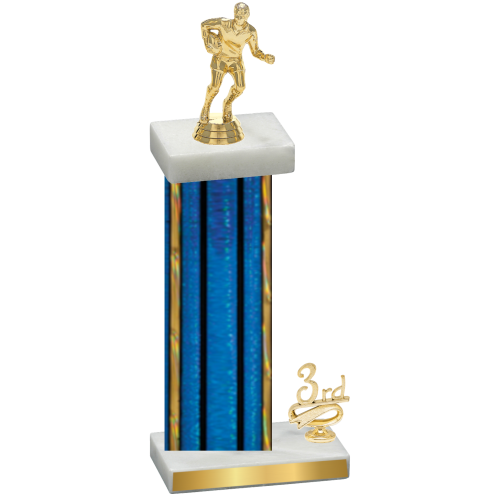 Accented Single Blue Glacier Third Place Rugby Trophy