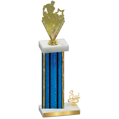Accented Single Blue Glacier Third Place Rugby Trophy