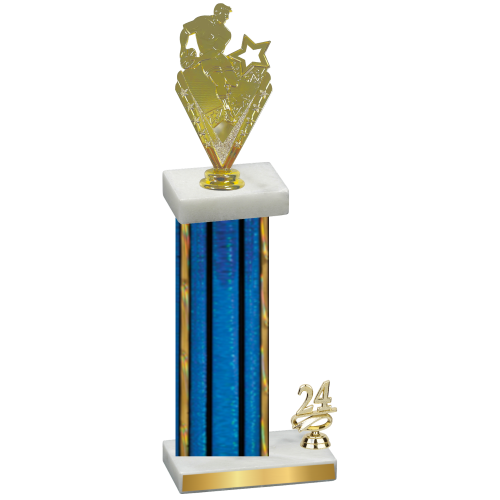 Accented Single Blue Glacier Year Rugby Trophy