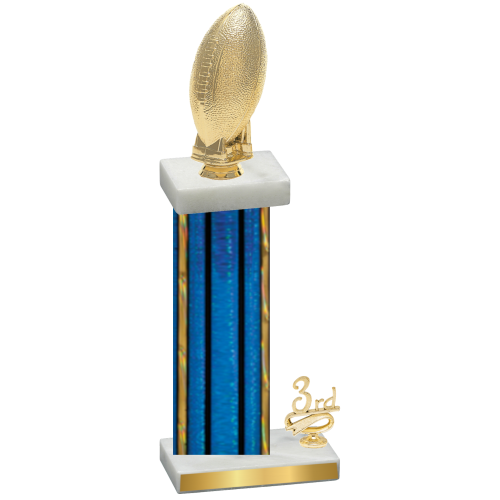 Accented Single Blue Glacier Third Place Football Trophy