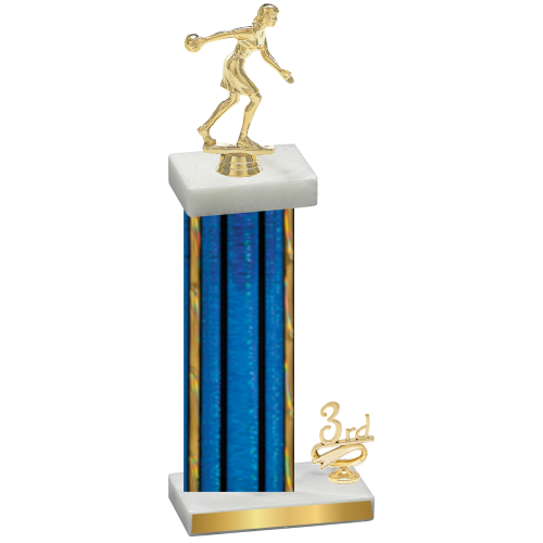 Accented Single Blue Glacier Third Place Bowling Trophy