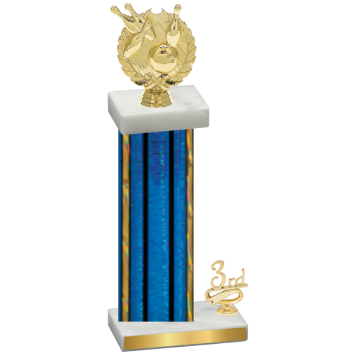 Accented Single Blue Glacier Third Place Bowling Trophy