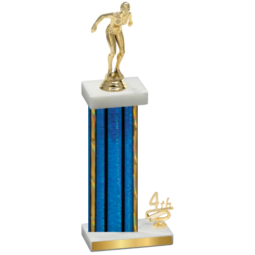 Accented Single Blue Glacier Fourth Place Tennis Trophy