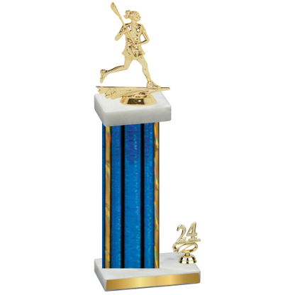 Accented Single Blue Glacier Year Lacrosse Trophy