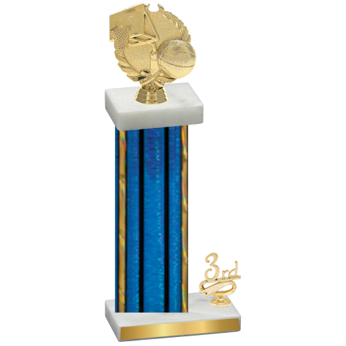 Accented Single Blue Glacier Third Place Basketball Trophy