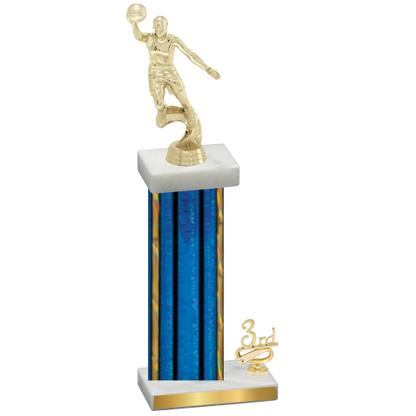 Accented Single Blue Glacier Third Place Basketball Trophy