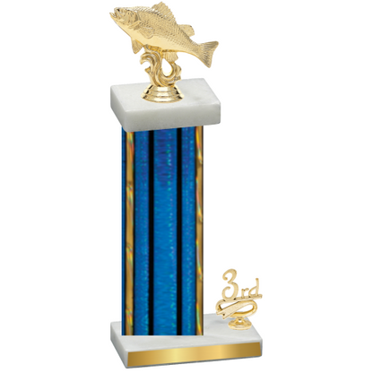 Accented Single Blue Glacier Third Place Fishing Trophy