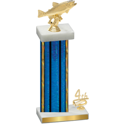 Accented Single Blue Glacier Fourth Place Fishing Trophy