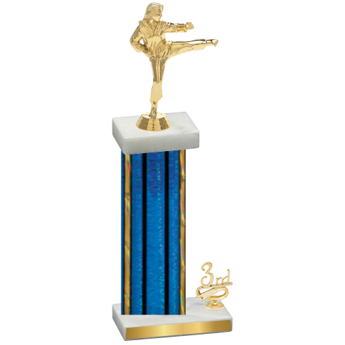 Accented Single Blue Glacier Third Place Karate Trophy