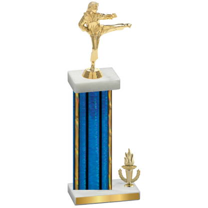 Accented Single Blue Glacier Victory Karate Trophy