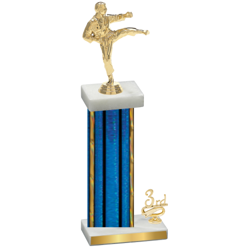 Accented Single Blue Glacier Third Place Karate Trophy