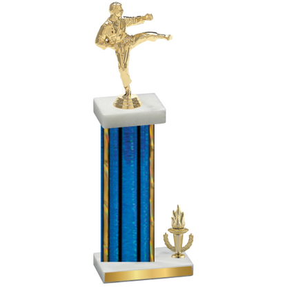 Accented Single Blue Glacier Victory Karate Trophy