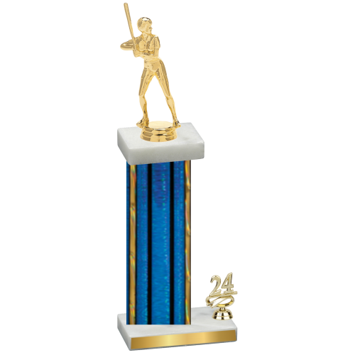 Accented Single Blue Glacier Year Softball Trophy