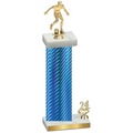 Accented Single Blue Carbon Fiber Year Soccer Trophy