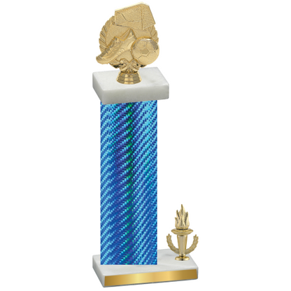 Accented Single Blue Carbon Fiber Victory Soccer Trophy