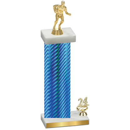 Accented Single Blue Carbon Fiber Year Rugby Trophy